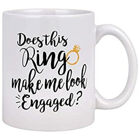 【中古】【輸入品・未使用】(330ml Ring) - Funny Coffee Mug Does This Ring Make Me Look Engaged Coffee Tea Cup Funny Mug Novelty Gift for Men Women Birthday Festiv