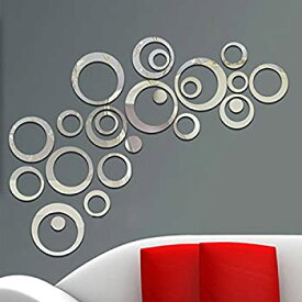 【中古】【輸入品・未使用】aooyaoo 円形ミラー DIY 壁ステッカー 壁装飾 24個 グレー