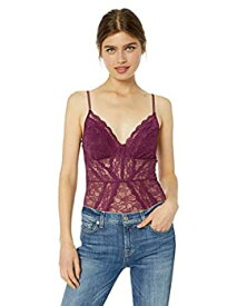 【中古】【輸入品・未使用】Guess | Lace Scalloped-Trim ボディースーツ | Aubergine Purple | XS