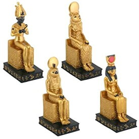 【中古】【輸入品・未使用】エジプト 座った神の置物 装飾 4個セット