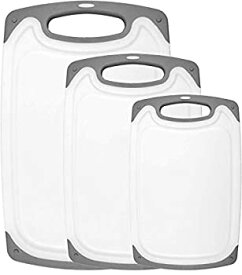 【中古】【輸入品・未使用】HOMWE Kitchen Cutting Boards (3-Piece Set) Heavy Duty Reversible Juice Grooves w/ Easy-Grip Handles BPA-Free Non-Porous Dishwasher Safe