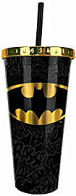 【中古】【輸入品・未使用】Spoontiques バットマン ホイルカップ ストロー付き 20オンス ブラック