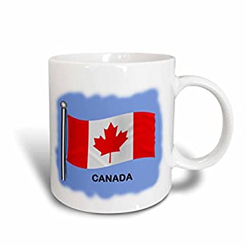 3dRose カナダ国旗 ブルーの背景に揺れるマグカップ 11オンス