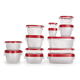 【中古】【輸入品・未使用】Rubbermaid TakeAlongs 食品保存容器 52個 ルビーレッド