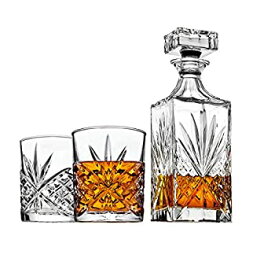 【中古】【輸入品・未使用】Whiskey Decanter set for Liquor Scotch Bourbon or Wine Includes 2 DOF whisky glasses - Irish Cut