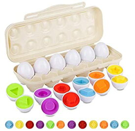 【中古】【輸入品・未使用】Hhyn おそろいの卵セット 幼児用卵のおもちゃ 学習形状と色 教育パズル分類ゲーム 運動能力を向上 卵12個 ベージュ