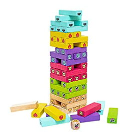 【中古】【輸入品・未使用】Bimi Boo ボードゲーム 積み木ゲーム 木製ブロックタワー 木製ダイス付き 3歳以上 54ピース