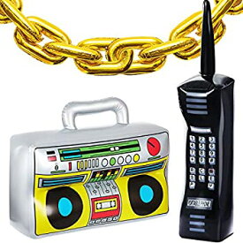 【中古】【輸入品・未使用】インフレータブルラジオブームボックス 22個 インフレータブル携帯電話と16インチゴールドインフレータブルホイルチェーンバルーン 80年代90年代