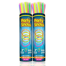 【中古】【輸入品・未使用】PartySticks 200 Count Glowsticks Glow Light Stick Bracelets Mixed Colours Wholesale Pack (2 Tubes Of 100) 20cm L