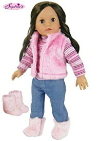 【中古】【輸入品・未使用】Doll Clothes for 18 Inch Doll 4 Pc. Doll Outfit Set of Pink Fur Vest Shirt Jeans and Fur Boots Made by Sophia's Fits