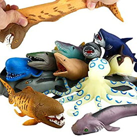 【中古】【輸入品・未使用】ValeforToy 海の動物 8インチ ゴム製バスおもちゃセット (8個パックランダム) 食品グレード素材 TPR素材 超ストレッチ 一部の種類の色が変わる可