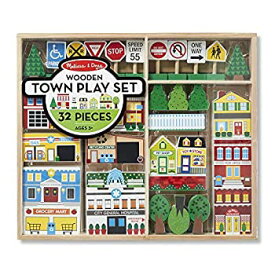 【中古】【輸入品・未使用】Melissa & Doug木製Town Playセットwithストレージトレイ( 32個)