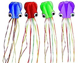 【中古】【輸入品・未使用】Set Of 4 Large 400cm High Cartoon Big Round Eyes Octopus Kites With Colourful Ribbon and Kite Board With 30m String For Kids Toy Enjoy