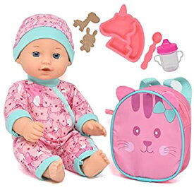 【中古】【輸入品・未使用】Doll Picnic Food Playset Baby Doll Accessories Set Includes 30cm Doll with School Backpack Feeding Toys Milk Bottle Juice Sippy Cup Bib