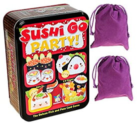 【中古】【輸入品・未使用】Sushi Go Party Game in Tin for 2 to 5 Players _ Bonus Two Purple Velveteen Drawstring Storage Pouches _ Bundled Items