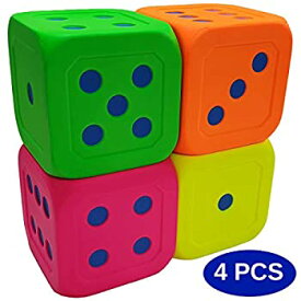 【中古】【輸入品・未使用】マクロジャイアント6インチソフトフォームジャンボビッグプレイダイス 4個セット ネオンカラー 数学教育 教育補助 ボードゲーム 子供のおもちゃ