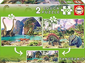 【中古】【輸入品・未使用】Educa Borras Dino World Puzzle (2x100 Pieces)