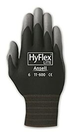 【中古】【輸入品・未使用】Ansell HyFlex 11-600 Nylon Polyurethane Glove Gray Polyurethane Coating Knit Wrist Cuff Medium Size 8 (Pack of 12 Pairs)