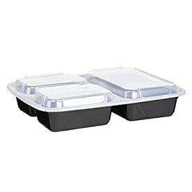 【中古】【輸入品・未使用】Reditainer 3-Compartment Microwave Safe Food Container with Lid/Divided Plate/Lunch Tray with Cover Black by Reditainer