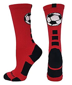 【中古】【輸入品・未使用】MadSportsStuff 競技用クルーソックス サッカーボール (複数色） S レッド