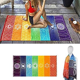 【中古】【輸入品・未使用】Yoga Mat Tapestry Rainbow 7 Chakra Stripes Beach Towel Summer Wall Hanging Mandala Blanket Travel Sunscreen Shawl Hippy Boho