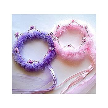 Princess Beaded Crown with Feather Select Colour: purple