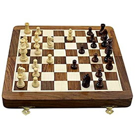 【中古】【輸入品・未使用】Magnetic Folding Chess and Pieces Set Wooden Board Travel Games 10 inches [並行輸入品]