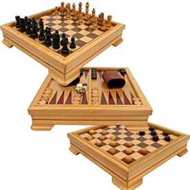 【中古】【輸入品・未使用】Trademark Games Deluxe 7-in-1 Game Set - Chess%カンマ% Checkers%カンマ% Backgammon and More%カンマ% Brown [並行輸入品]