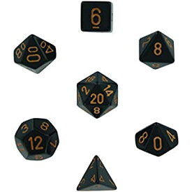 【中古】【輸入品・未使用】Polyhedral 7-Die Opaque Chessex Dice Set - Black with Gold Numbers [並行輸入品]