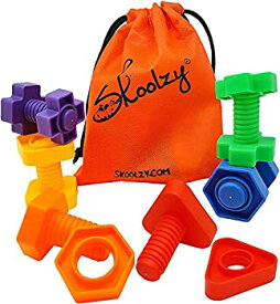 【中古】【輸入品・未使用】Jumbo Nuts and Bolts Set with Tote 12 Pc by Skoolzy - Occupational Therapy - Matching Fine Motor Toy for Toddlers Preschoolers - Free A