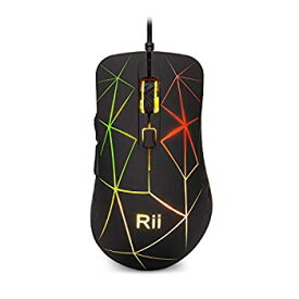 【中古】【輸入品・未使用】Rii Ergonomic Wired Mouse5-Button USB Wired Optical Mouse Optical Mice4 Adjustable DPI Levels7 Colors RGB LED Breathing Light for Noteb
