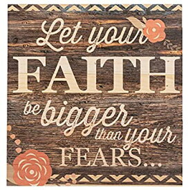 【中古】【輸入品・未使用】P. Graham Dunn Let Your Faith Be Bigger Than Your Fears… 12 x 12 inch Pine Wood Plank Wall Sign Plaque [並行輸入品]