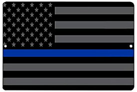 【中古】【輸入品・未使用】Blue Lives Matter Flag Metal Tin Sign Wall Decor Man Cave Bar Police Officer Thin Blue Line [並行輸入品]