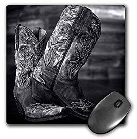 【中古】【輸入品・未使用】3dRose Mouse Pad Black and White Photograph of Cowgirl Boots Against A Rustic Wood Wall - 8 by 8-Inches (mp_306491_1) [並行輸入品]