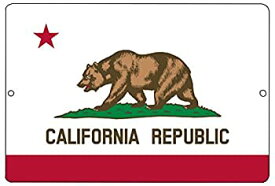 【中古】【輸入品・未使用】Rogue River Tactical California State Flag Metal Tin Sign Wall Decor Man Cave Bar California Republic CA [並行輸入品]