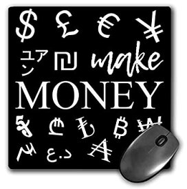 【中古】【輸入品・未使用】3dRose Mouse Pad International Currency Symbols. A White Text Make Money On Black - 8 by 8-Inches (mp_286762_1) [並行輸入品]