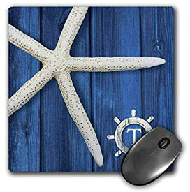 【中古】【輸入品・未使用】3dRose Mouse Pad Starfish Monogram Initial T in Ships Wheel Over Blue Weatherboard - 8 by 8-Inches (mp_240974_1) [並行輸入品]