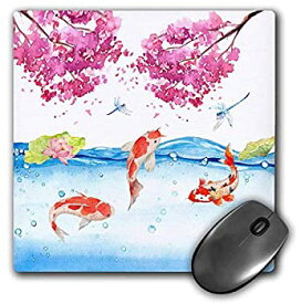 【中古】【輸入品・未使用】3dRose Mouse Pad Koi Fish Fishes Asia Asian Water Cherry Blossom Sakurah Illustration - 8 by 8-Inches (mp_252323_1) [並行輸入品]