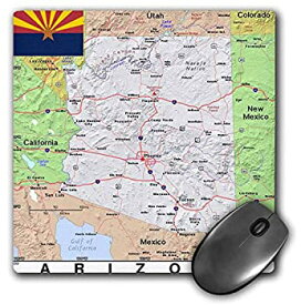 【中古】【輸入品・未使用】3dRose Mouse Pad Image of Arizona Topographic Map with State Flag - 8 by 8-Inches (mp_290286_1) [並行輸入品]