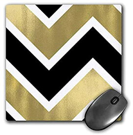 【中古】【輸入品・未使用】3dRose Mouse Pad Black Gold White Glam Chevron Stripes 8 x 8' (mp_265746_1) [並行輸入品]