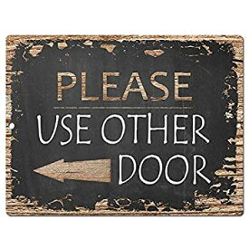 【中古】【輸入品・未使用】Please Use Other Door Chic Sign Rustic Vintage Chalkboard style Retro Kitchen Bar Pub Coffee Shop Wall Decor 9"x12" Metal Plate Sign Ho