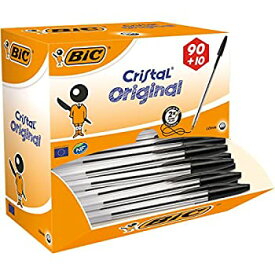 【中古】【輸入品・未使用】Bic Cristal Ball Pen Clear Barrel 1.0mm Tip 0.4mm Line Black Ref 896040 [Pack 90 plus 10 FREE] ボールペン (並行輸入品)