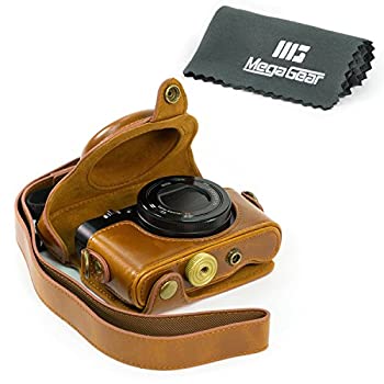 MegaGear 'Ever Ready' Protective Light Brown Leather Camera Case  Bag for Sony DSC-RX100M II DSC-RX100 III DSC-RX100 IV Digital Camera
