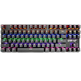 【中古】【輸入品・未使用】ONE-UP G300 LED Rainbow Backlit Mechanical Gaming Keyboard Small Metal Mechanical Gamers Keyboard 87 Key Computer USB Gaming Keyboard w