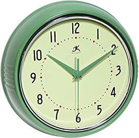 【中古】【輸入品・未使用】Infinity Instruments Retro 9-1/2-Inch Round Metal Wall Clock Green [並行輸入品]