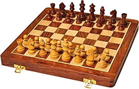 【中古】【輸入品・未使用】10X10 inches Magnetic Folding Handmade Wooden Chess Board Set with Storage and Extra Queens for Chessmen . [並行輸入品]