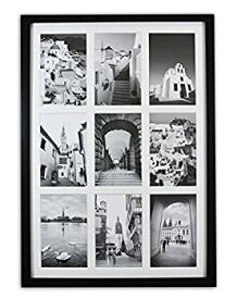 【中古】【輸入品・未使用】Golden State Art 13.6x19.7 Black Photo Wood Collage Frame with REAL GLASS and White Displays (9) 4x6 pictures [並行輸入品]