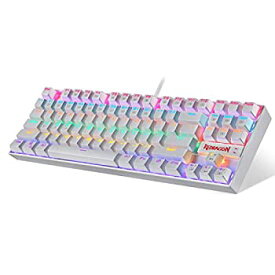 【中古】【輸入品・未使用】Redragon K552 Mechanical Gaming Keyboard RGB LED Rainbow Backlit Wired Keyboard with Red Switches for Windows Gaming PC (87 Keys White)