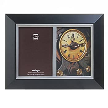 Prinz 2-Opening Dorset Black Solid Wood Collage Frame with Silver Metallic Finish Border by 7-Inch [並行輸入品]