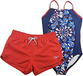 【中古】【輸入品・未使用】Speedo Girls Thin Strap One Piece Suit and Shorts Set (Red White Blue Small)